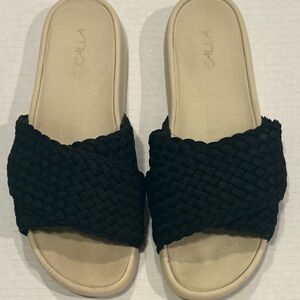 Calia by Carrie Underwood Braided Slide Sandals Black & Tan Women’s Size 8
